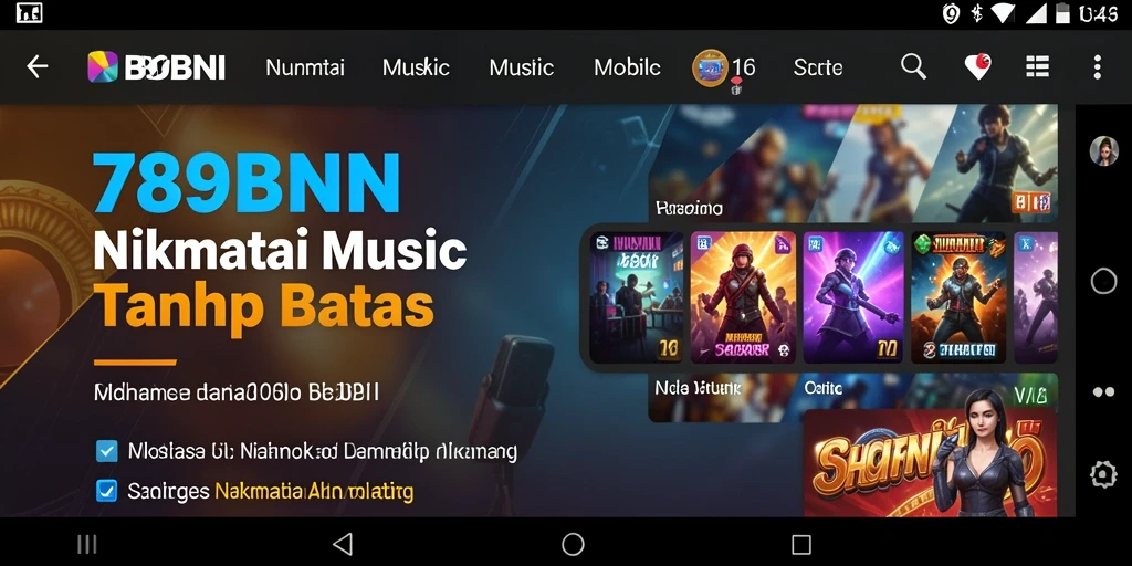 Tampilan gameplay 789BNI dengan berbagai pilihan musik.