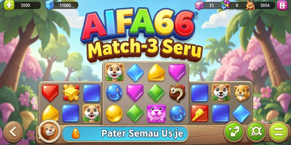 Tampilan gameplay AIFA66 dengan teka-teki Match-3 yang menarik.