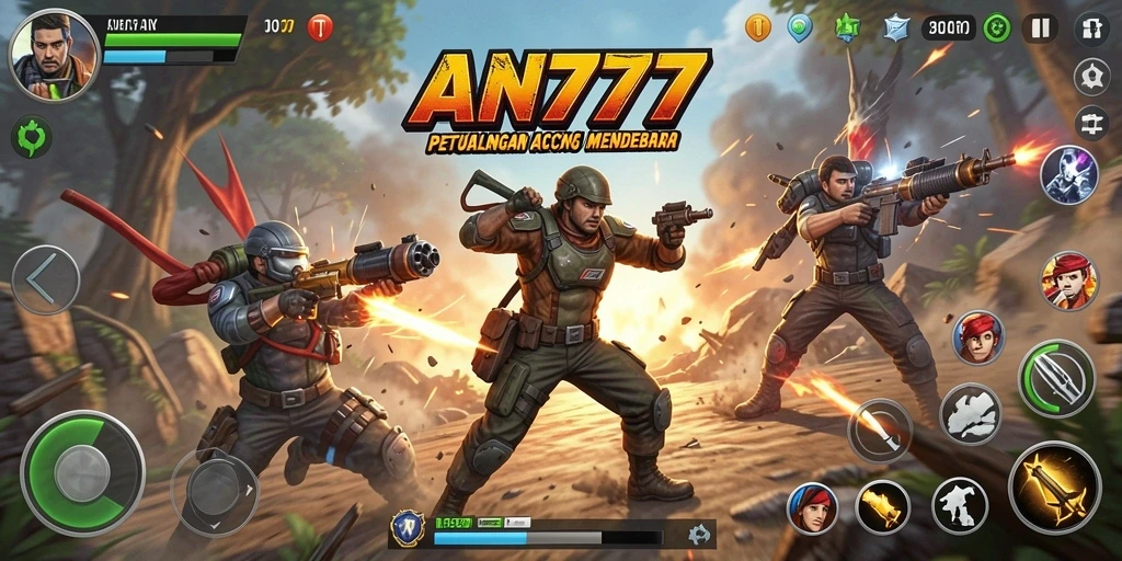 Screenshot aksi mendebarkan dari AN777 yang menunjukkan gameplay intens.