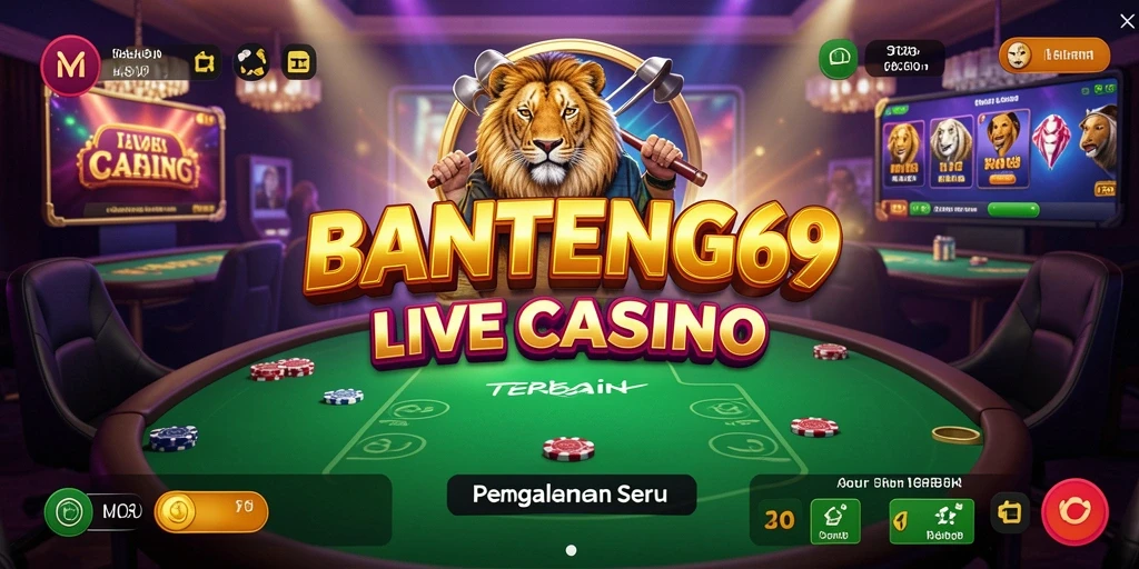 Screenshot BANTENG69 menunjukkan dealer langsung dalam aksi di meja permainan.