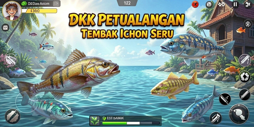 Screenshot DKK menampilkan aksi seru menangkap ikan.