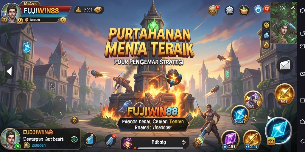 Tangkapan layar dari gameplay FUJIWIN88 yang menampilkan pertahanan menara yang strategis.