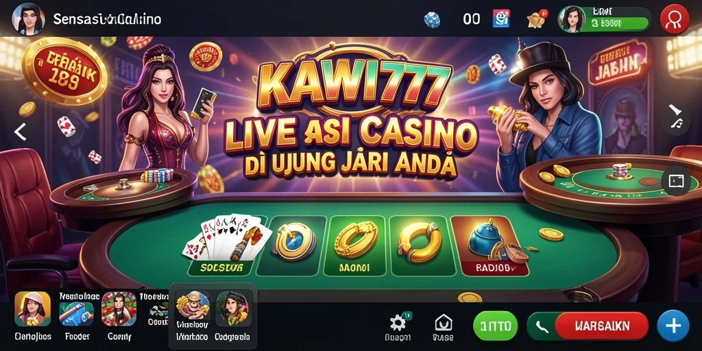 Tampilan gameplay KAWI777 yang mendebarkan dalam Live Casino.
