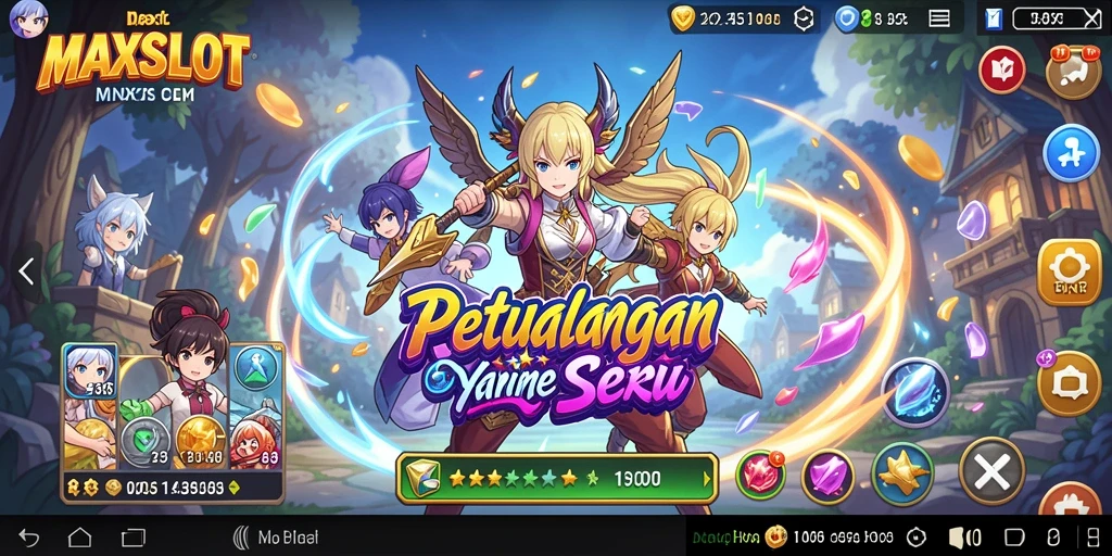 Tampilan seru dari gameplay MAXSLOT dengan karakter anime favorit.