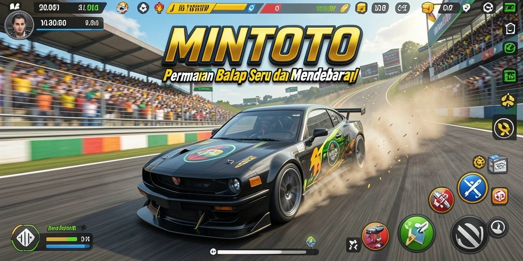 Tampilan menarik dari gameplay balap di MINTOTO yang mendebarkan.