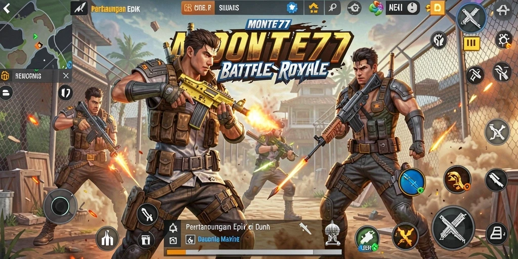 Gameplay seru dan mendebarkan dalam MONTE77 Battle Royale.