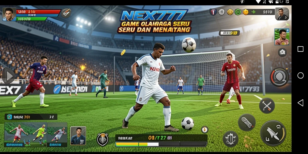 Screenshot utama NEX777 menampilkan aksi olahraga yang menegangkan.