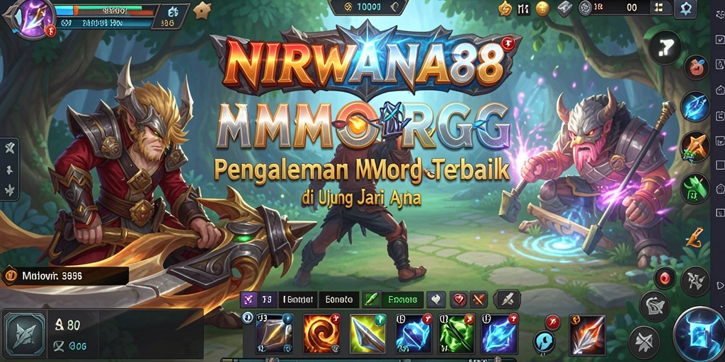 Tangkapan layar utama menunjukkan aksi seru dalam permainan MMORPG NIRWANA88.