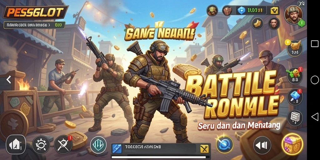 Screenshot PESGSLOT menampilkan intensitas pertempuran Battle Royale.