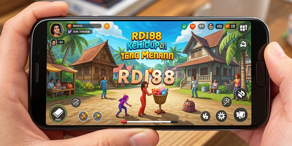 Screenshot permainan RDI88 menampilkan karakter yang sedang berinteraksi dalam simulasi kehidupan.