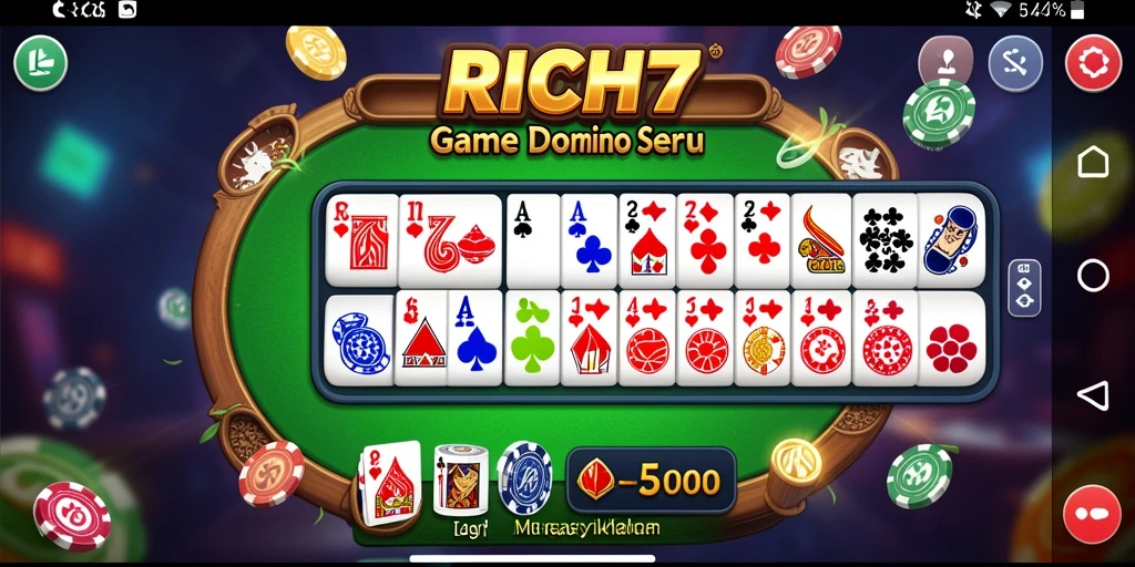 Tampilan gameplay RICH7 dengan serunya permainan Domino.