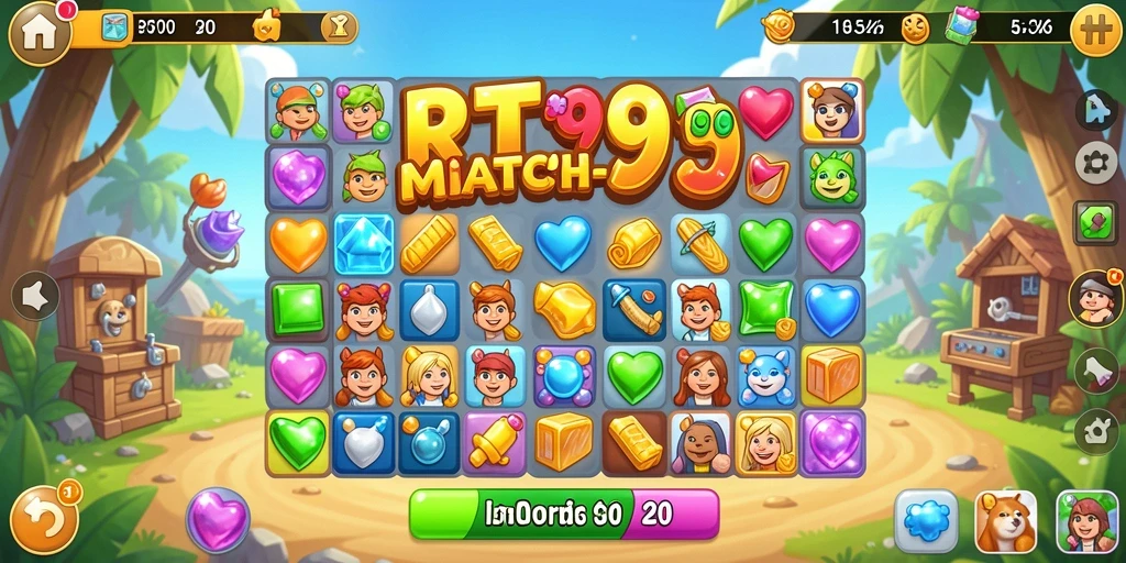Tangkapan layar gameplay RT99 dengan tantangan Match-3 yang menarik.