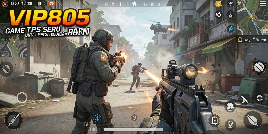 Tampilan gameplay mendebarkan dari VIP805 dengan aksi tembak-menembak intens.